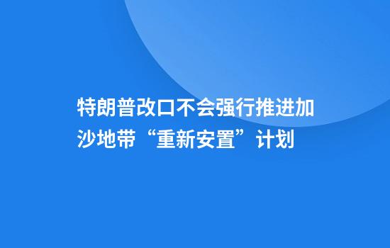 特朗普改口不会强行推进加沙地带“重新安置”计划