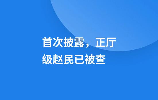 首次披露，正厅级赵民已被查