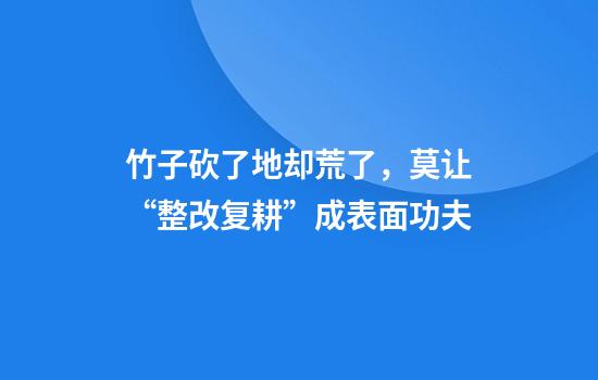 竹子砍了地却荒了，莫让“整改复耕”成表面功夫
