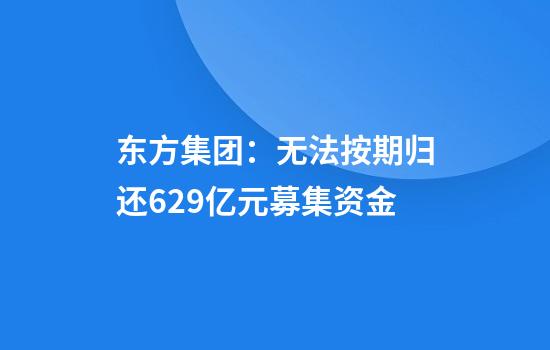东方集团：无法按期归还6.29亿元募集资金