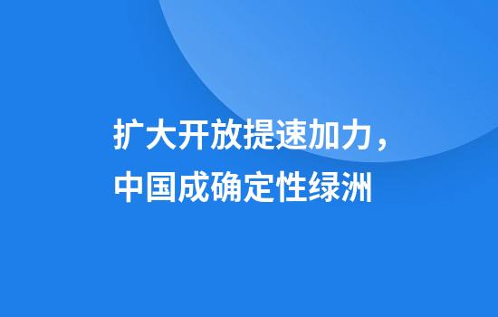 扩大开放提速加力，中国成确定性绿洲