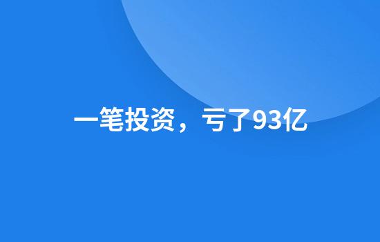 一笔投资，亏了93亿