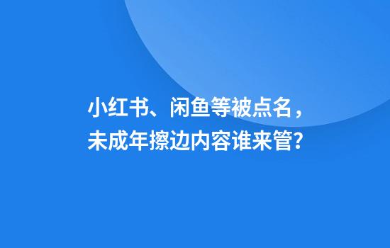 小红书、闲鱼等被点名，未成年擦边内容谁来管？
