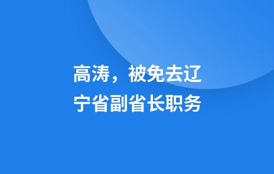 高涛，被免去辽宁省副省长职务