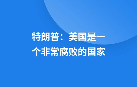 特朗普：美国是一个非常腐败的国家