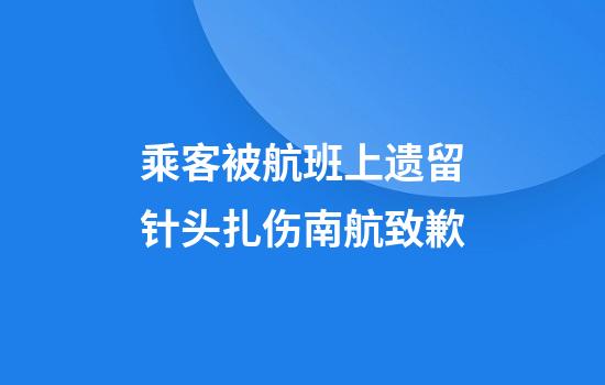乘客被航班上遗留针头扎伤南航致歉