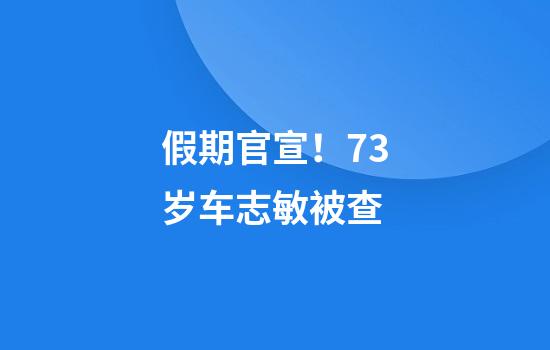 假期官宣！73岁车志敏被查