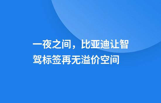 一夜之间，比亚迪让智驾标签再无溢价空间