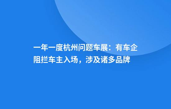 一年一度杭州问题车展：有车企阻拦车主入场，涉及诸多品牌