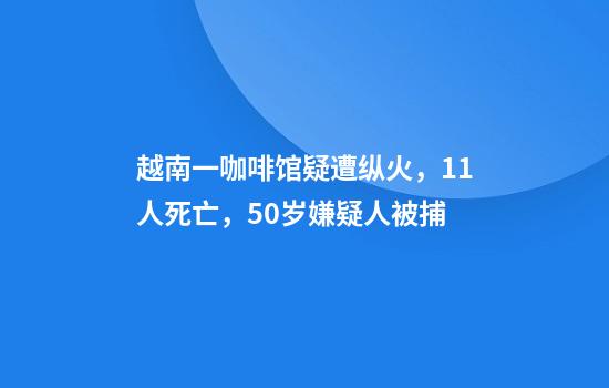 越南一咖啡馆疑遭纵火，11人死亡，50岁嫌疑人被捕