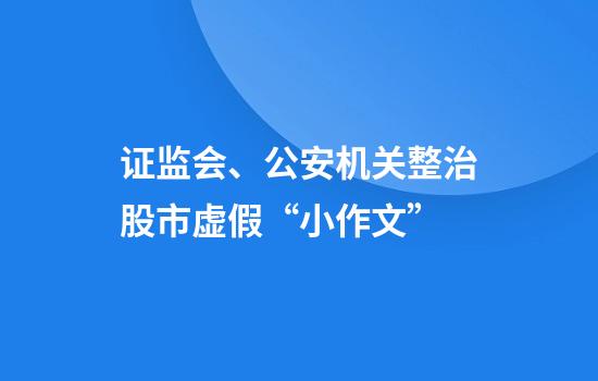证监会、公安机关整治股市虚假“小作文”