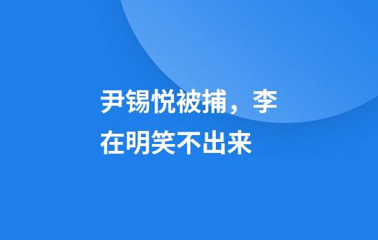 尹锡悦被捕，李在明笑不出来