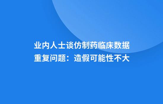 业内人士谈仿制药临床数据重复问题：造假可能性不大