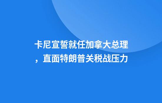 卡尼宣誓就任加拿大总理，直面特朗普关税战压力