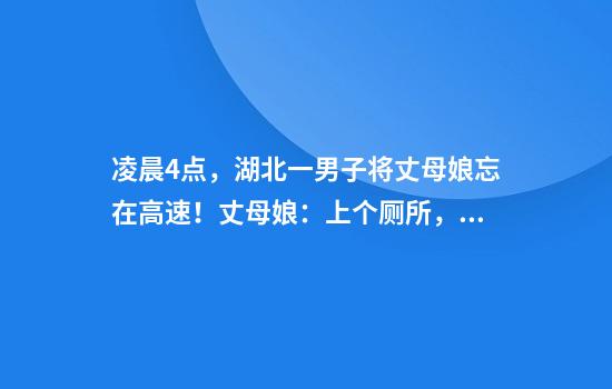 凌晨4点，湖北一男子将丈母娘忘在高速！丈母娘：上个厕所，回不去了