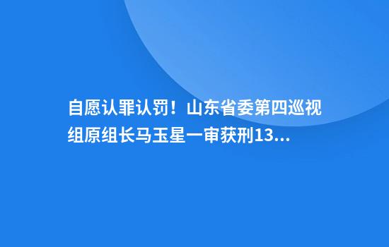 自愿认罪认罚！山东省委第四巡视组原组长马玉星一审获刑13年