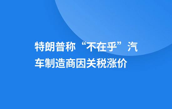 特朗普称“不在乎”汽车制造商因关税涨价