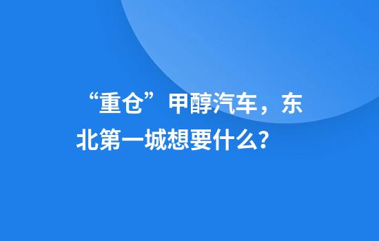 “重仓”甲醇汽车，东北第一城想要什么？