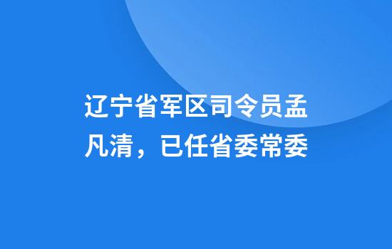 辽宁省军区司令员孟凡清，已任省委常委