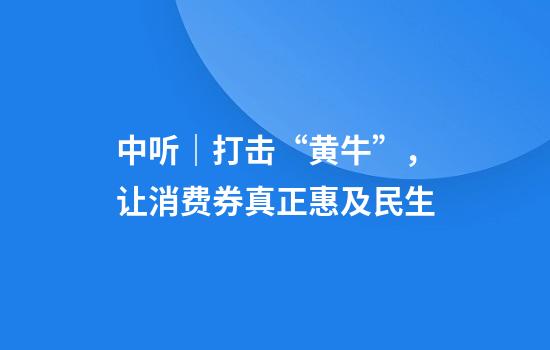 中听｜打击“黄牛”，让消费券真正惠及民生