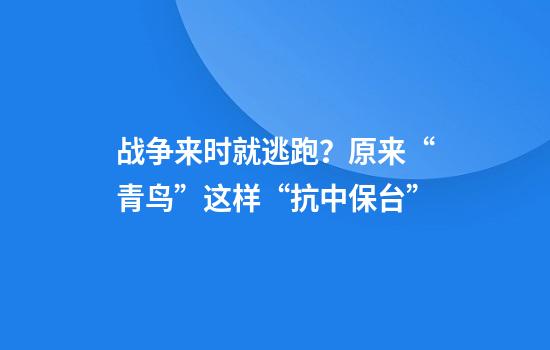战争来时就逃跑？原来“青鸟”这样“抗中保台”