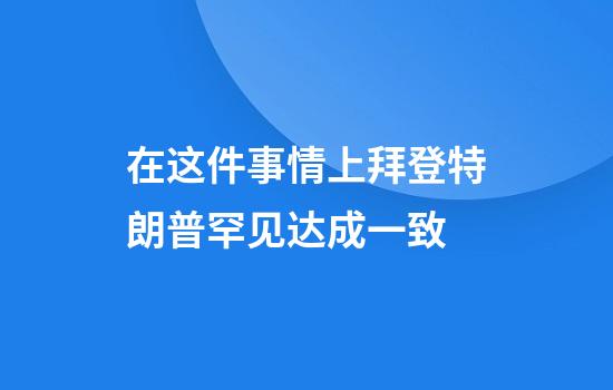 在这件事情上拜登特朗普罕见达成一致