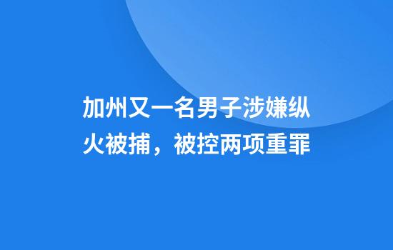 加州又一名男子涉嫌纵火被捕，被控两项重罪