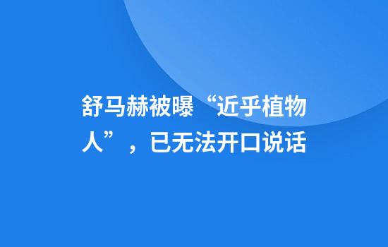 舒马赫被曝“近乎植物人”，已无法开口说话