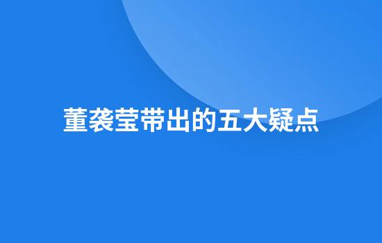 董袭莹带出的五大疑点