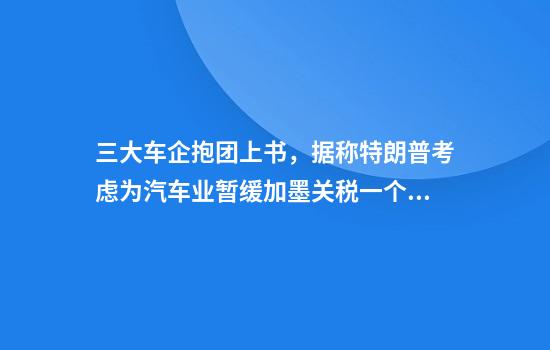三大车企抱团上书，据称特朗普考虑为汽车业暂缓加墨关税一个月