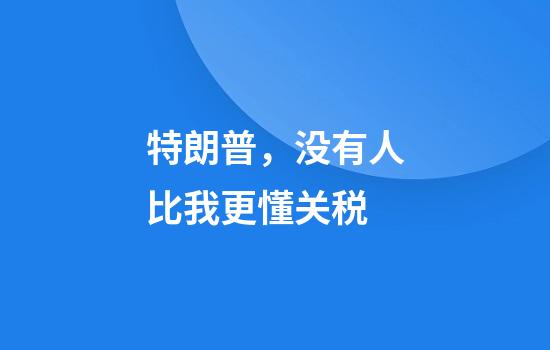 特朗普，没有人比我更懂关税