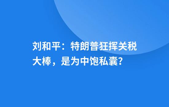 刘和平：特朗普狂挥关税大棒，是为中饱私囊？