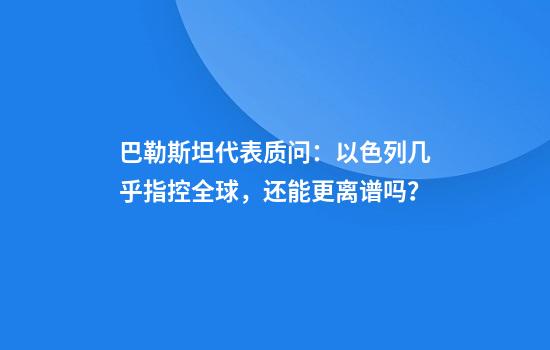 巴勒斯坦代表质问：以色列几乎指控全球，还能更离谱吗？