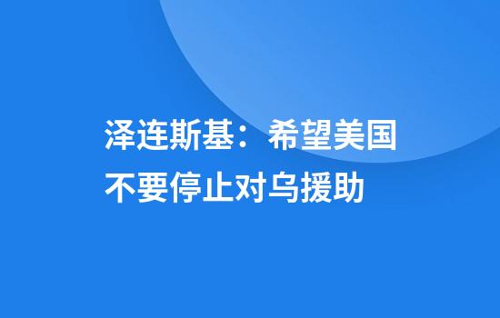 泽连斯基：希望美国不要停止对乌援助