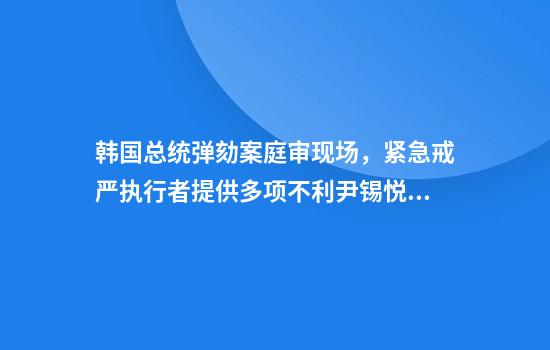 韩国总统弹劾案庭审现场，紧急戒严执行者提供多项不利尹锡悦证词