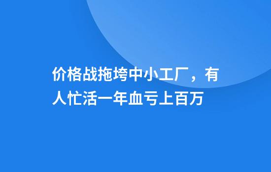 价格战拖垮中小工厂，有人忙活一年血亏上百万