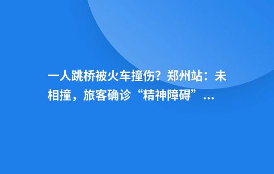 一人跳桥被火车撞伤？郑州站：未相撞，旅客确诊“精神障碍”疾病