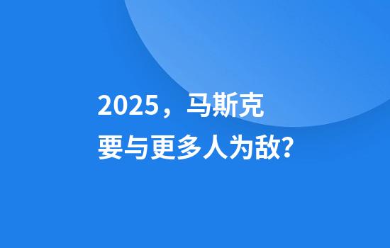 2025，马斯克要与更多人为敌？