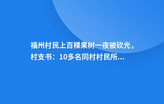 福州村民上百棵果树一夜被砍光，村支书：10多名同村村民所砍，系土地归属纠纷