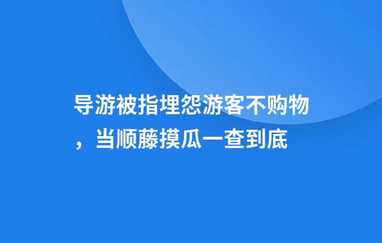 导游被指埋怨游客不购物，当顺藤摸瓜一查到底
