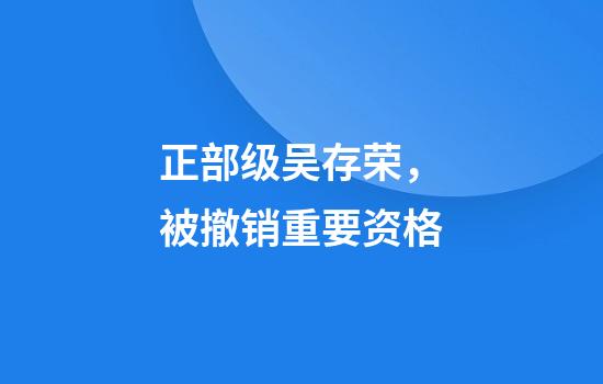正部级吴存荣，被撤销重要资格