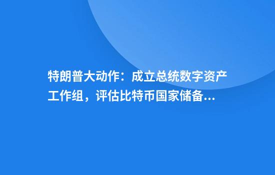 特朗普大动作：成立总统数字资产工作组，评估比特币国家储备可能性