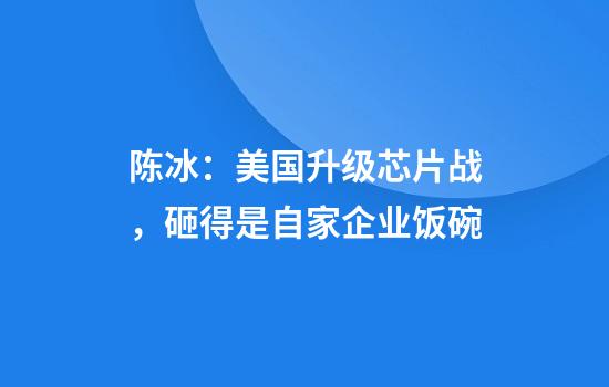 陈冰：美国升级芯片战，砸得是自家企业饭碗