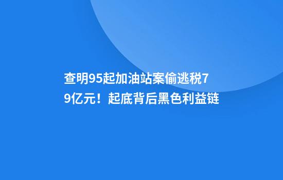 查明95起加油站案偷逃税7.9亿元！起底背后黑色利益链