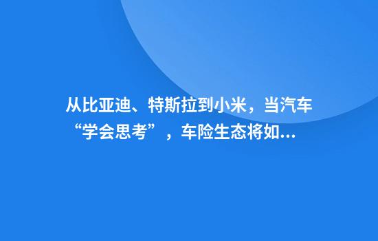 从比亚迪、特斯拉到小米，当汽车“学会思考”，车险生态将如何重构？