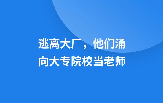 逃离大厂，他们涌向大专院校当老师