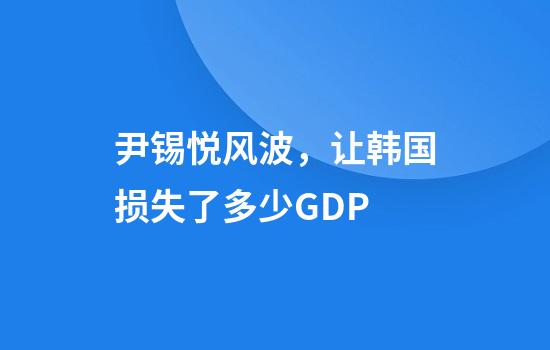 尹锡悦风波，让韩国损失了多少GDP