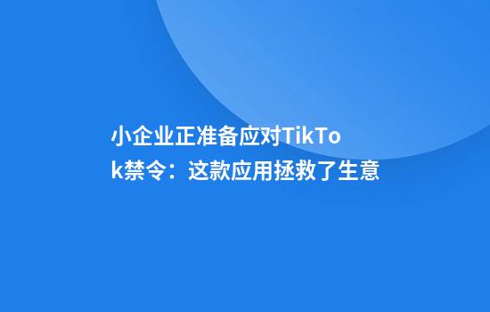 小企业正准备应对TikTok禁令：这款应用拯救了生意