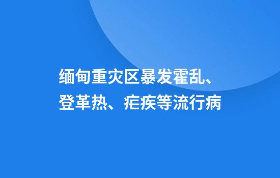 缅甸重灾区暴发霍乱、登革热、疟疾等流行病