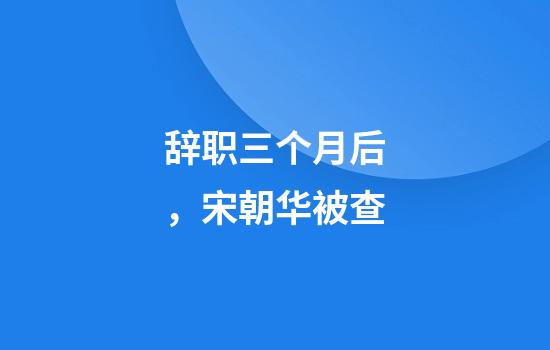 辞职三个月后，宋朝华被查